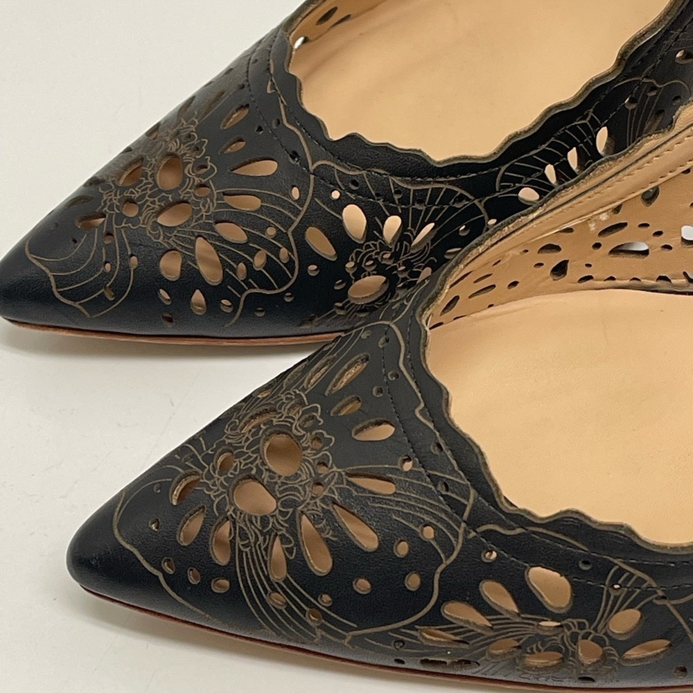 Aerin Brown Laser Cut Leather Pointed Toe Heels Women’s Size 10 View 5